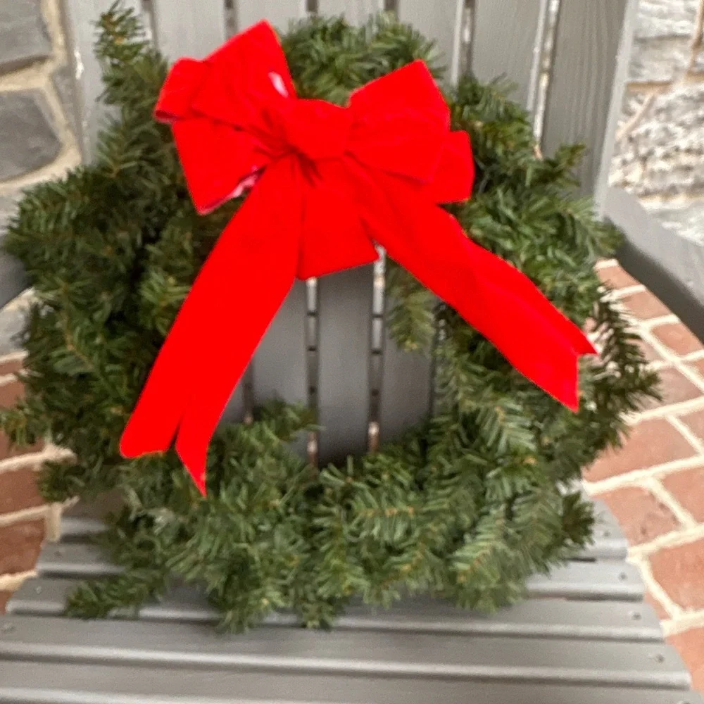 Holiday Evergreen Wreath with Red Bow